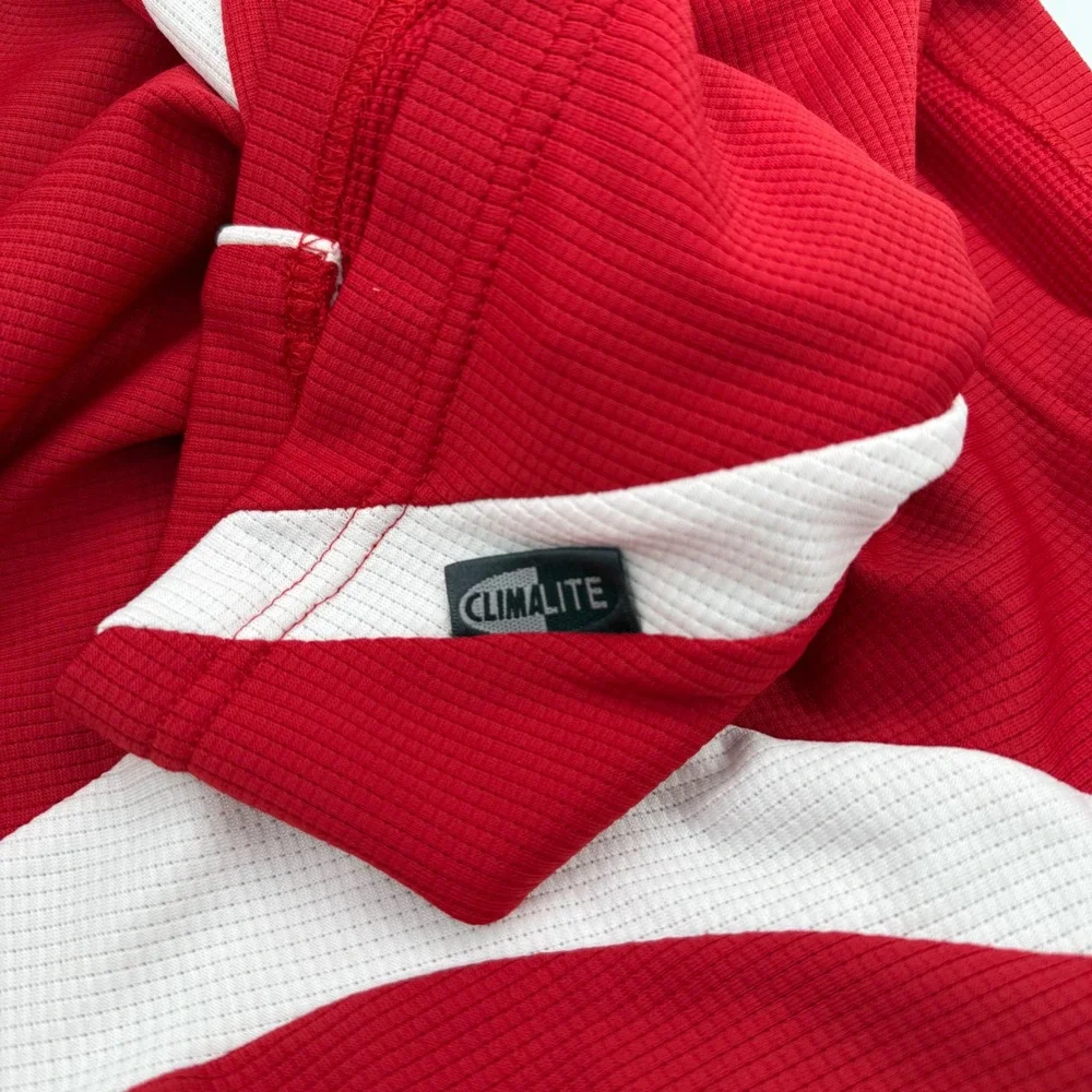 Adidas‎ Mens Climalite Polo Shirt Red White Short Sleeve Athletic Golf Size M